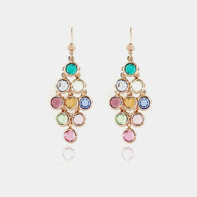 Orecchini in Argento 925 cascata a grappolo, impreziosita da cristalli multicolore