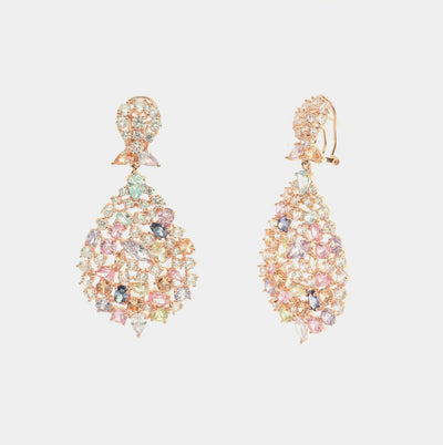 Orecchini in Argento 925 pendenti a forma goccia, impreziosita da pavè di zirconi multicolore SIMEONE - gioiello BySimon