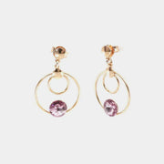 Orecchini in Argento 925 a cerchio con punto luce rosa
