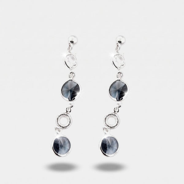 Orecchini in Argento 925 pendenti con cristalli bianchi e fumè - BYSIMON gioielli