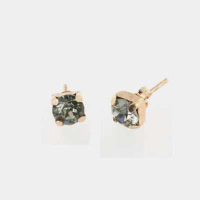 925 Sterling Silver Stud Earrings with Green Crystal