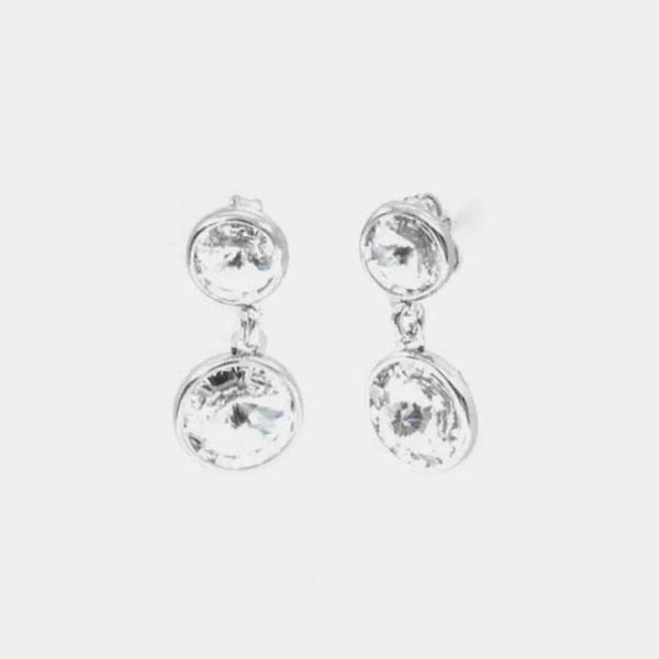 Orecchini in Argento 925 doppio punto luce con cristalli