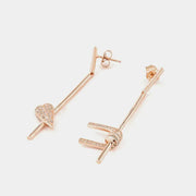 Orecchini in Argento 925 a filo con cuore zirconato