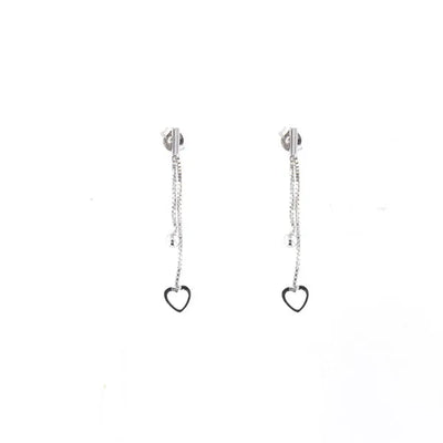 Orecchini in Argento 925 pendenti con multifili e cuore finale liscio
