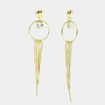 Orecchini in Argento 925 con fili pendenti e punto luce di cristallo bianco