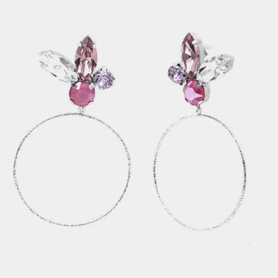 Orecchini in Argento 925 a cerchio con cristalli multicolor