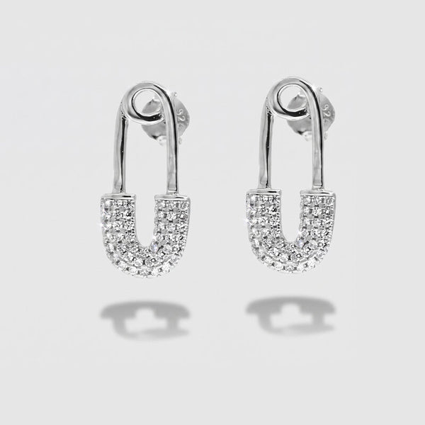 Orecchini in Argento 925 spilla da balia con zirconi bianchi Collezione Barcellona - BYSIMON gioielli