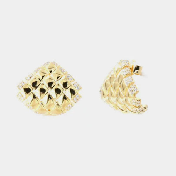 Orecchini in Argento 925 toppa puntellata impreziosita da zirconi bianchi