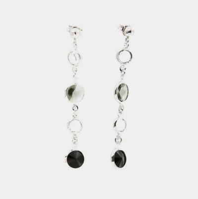 Orecchini in Argento 925 pendenti con cristalli nero e fumè