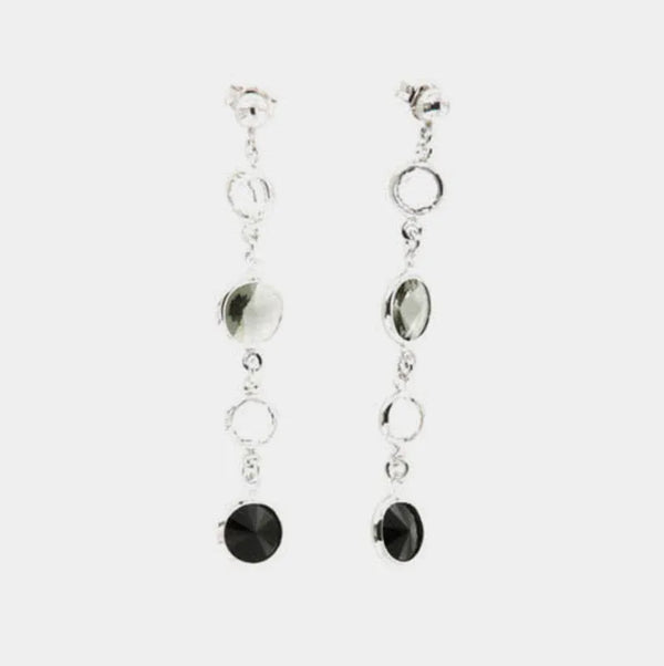 Orecchini in Argento 925 pendenti con cristalli nero e fumè - BYSIMON gioielli