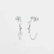 Orecchini in Argento 925 semicerchio con stelle impreziosito da cristalli colorati.