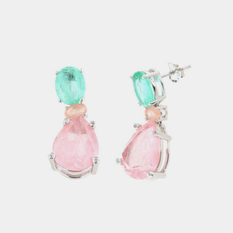 Orecchini in Argento 925 a forma goccia, zirconi colorati pendenti – Group S.r.l Orecchini in Argento 925 a forma goccia, zirconi colorati pendenti – Group S.r.l