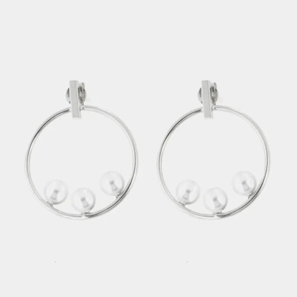 Orecchini in Argento 925 cerchio con trio di perla bianca
