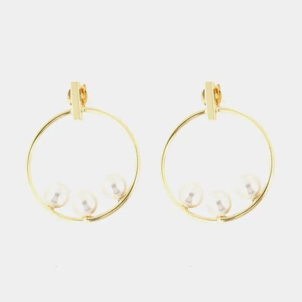 Orecchini in Argento 925 cerchio con trio di perla bianca