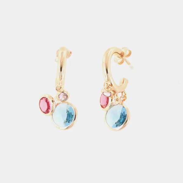 Orecchini in Argento 925 cerchio impreziosito da cristalli multicolore pendenti