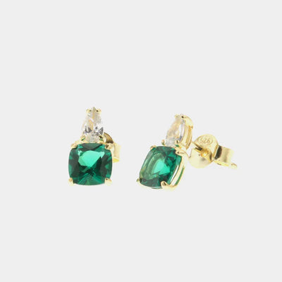Orecchini in Argento 925 color verde smeraldo con dettaglio in zircone bianco - BYSIMON gioielli