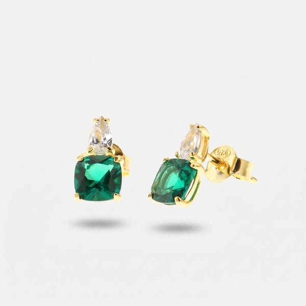 Orecchini in Argento 925 color verde smeraldo con dettaglio in zircone bianco - BYSIMON gioielli