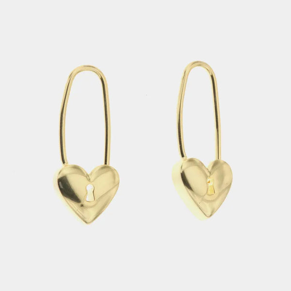 Orecchini in Argento 925 lucchetto con chiusura a forma di cuore