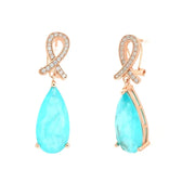 Orecchini in Argento 925 contrariè con pendente a forma di goccia con zirconi bianchi e pietra effetto ghiaccio