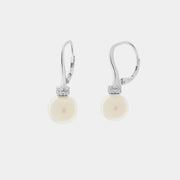 Orecchini in Argento 925 con perle pendenti e dettaglio in zirconi bianchi