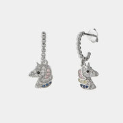 Orecchini in Argento 925 con pendente a forma di unicorno impreziosito da zirconi multicolor