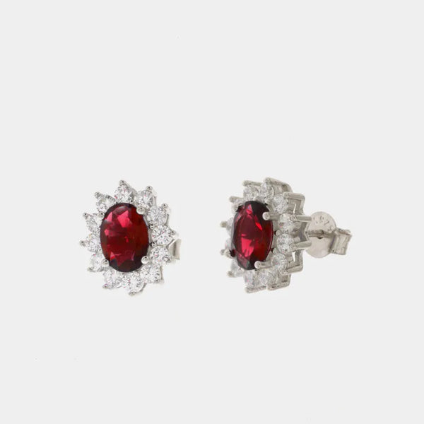 Orecchini in argento 925 con zirconi rossi rubino | regalo laurea elegante | BYSIMON