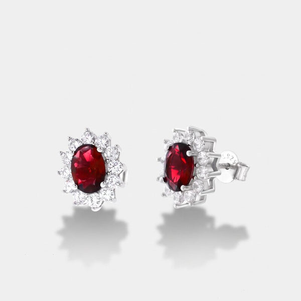 Orecchini in argento 925 con zirconi rossi rubino | regalo laurea elegante | BYSIMON