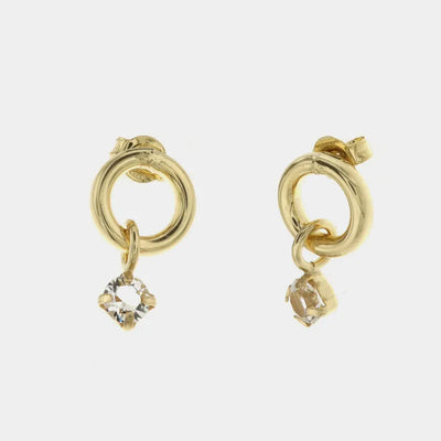 Orecchini in Argento 925 a forma di cerchio con punto luce bianco pendenti
