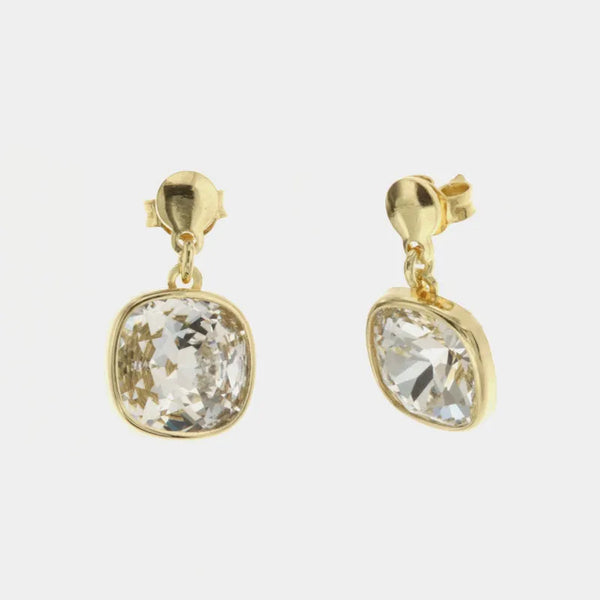 Orecchini in Argento 925 a forma quadrata con cristalli