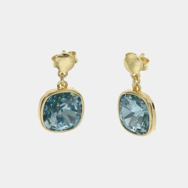 Orecchini in Argento 925 a forma quadrata con cristalli blu acquamarina - BYSIMON gioielli