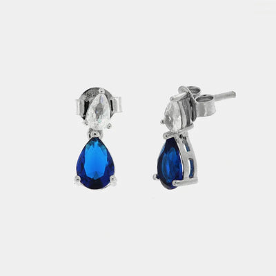 Orecchini in Argento 925 con punto luce pendente di colore blu