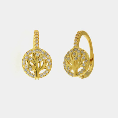 Orecchini in Argento 925 con albero della vita impreziosito da zirconi bianchi