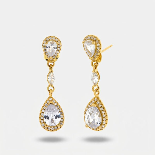 Orecchini in Argento 925 con pendenti a forma di goccia impreziositi da zirconi - BYSIMON gioielli