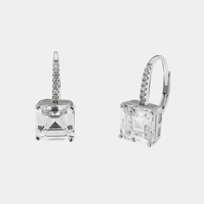 Orecchini in Argento 925 con zircone quadrato trasparente