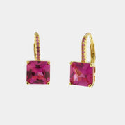 Orecchini in Argento 925 con zircone quadrato rosso