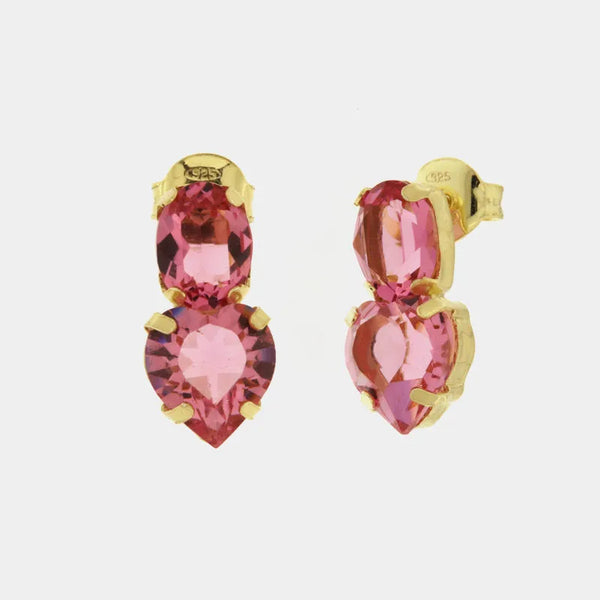 Orecchini in Argento 925 con punti luce rosa e cuore - BYSIMON gioielli