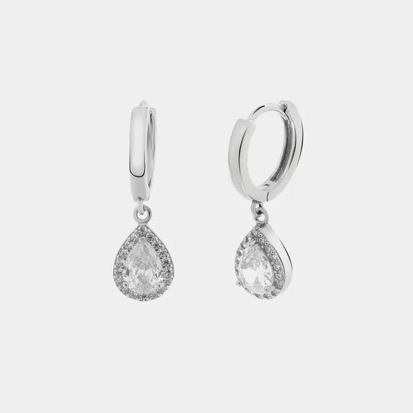 Orecchini in Argento 925 con zircone a forma di goccia trasparente - BYSIMON gioielli