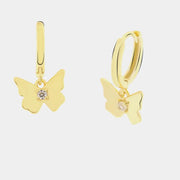 Orecchini in Argento 925 a cerchietto con farfalla pendente