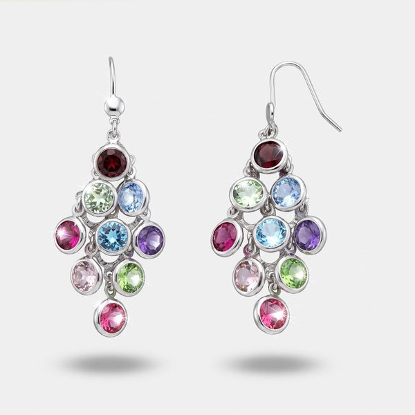 Orecchini in Argento 925 a cascata con cristalli colorati pendenti - BYSIMON gioielli
