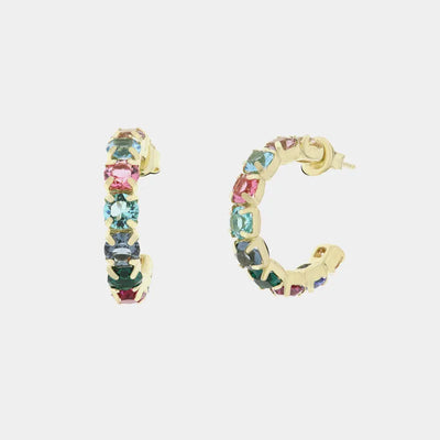 Orecchini in Argento 925 a cerchio con cristalli colorati