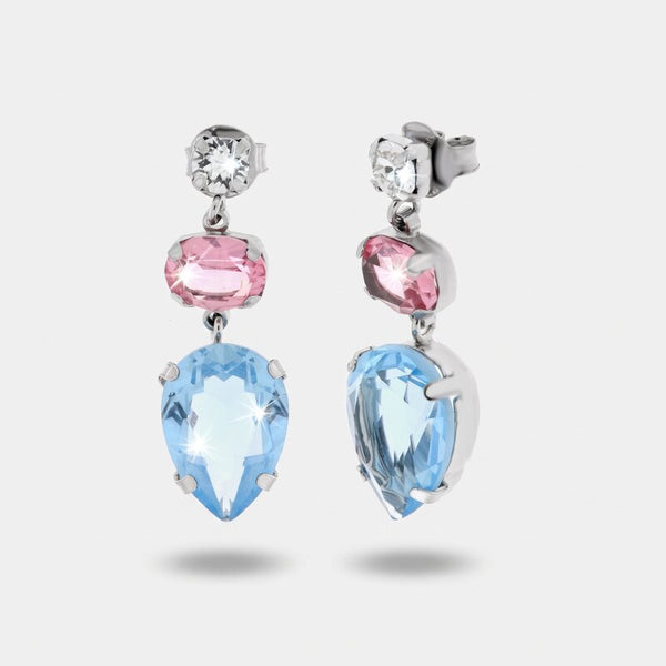 Orecchini in Argento 925 con cristalli colorati pendenti - BYSIMON gioielli