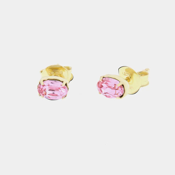 Orecchini argento 925 a lobo con cristalli rosa - BYSIMON gioielli
