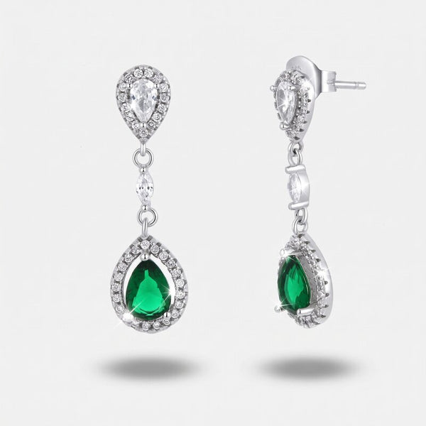 Orecchini in Argento 925 con goccia verde Collezione Barcellona - BYSIMON gioielli