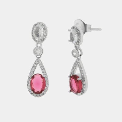 Orecchini in Argento 925 con goccia fucsia Collezione Barcellona - BYSIMON gioielli