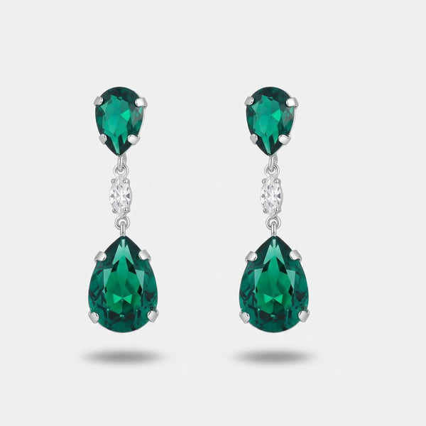 Orecchini argento 925 con cristalli verdi a goccia - BYSIMON gioielli