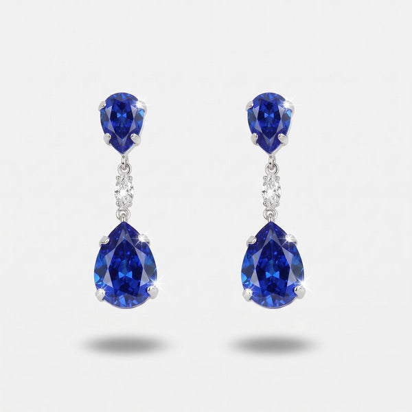Orecchini in Argento 925 a goccia con cristalli blu - BYSIMON gioielli