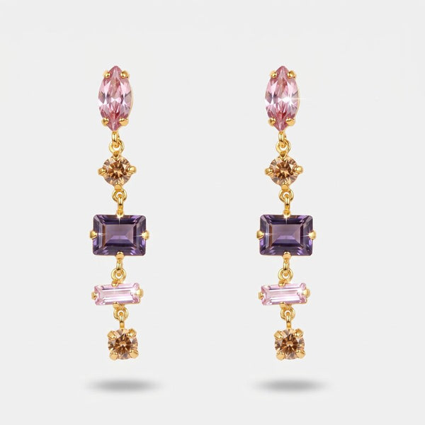 Orecchini in Argento 925 con cristalli rosa e viola - BYSIMON gioielli