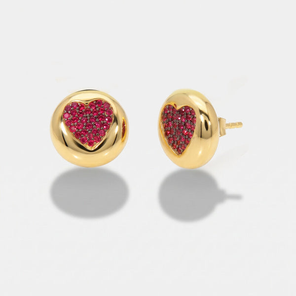 Orecchini in Argento 925 con cuore centrale rosso Collezione Amsterdam - BYSIMON gioielli