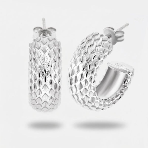 Orecchini in Argento 925 a cerchio puntinati Collezione Amsterdam - BYSIMON gioielli