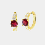 Orecchini in Argento 925 con zircone rosso centrale e bianchi